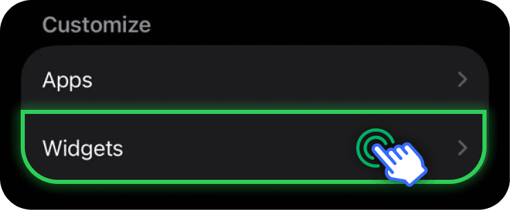 Tap Widgets under Customize