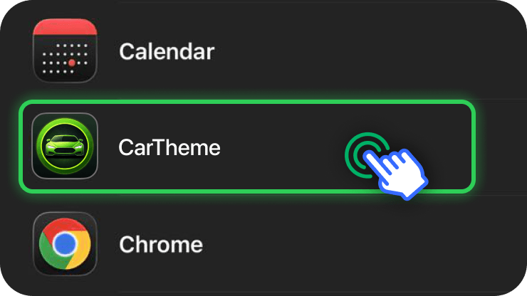 Choose CarTheme from the widget list