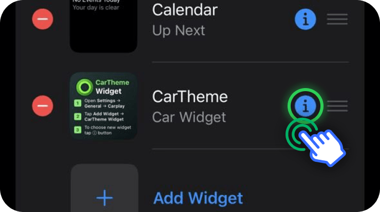 Tap the info button to choose a design