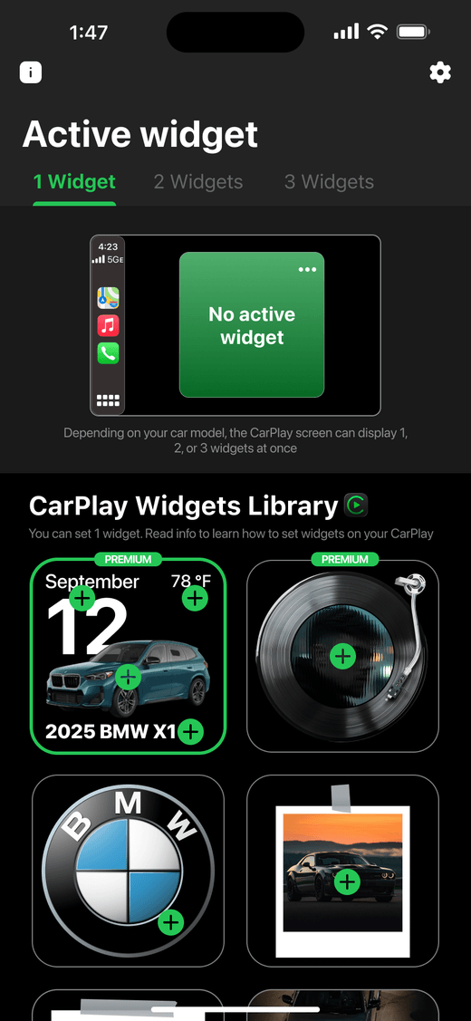 The CarTheme widget library on iPhone